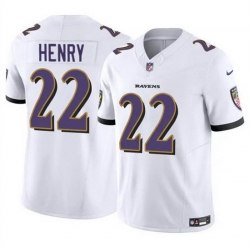 Men Baltimore Ravens 22 Derrick Henry 2023 F U S E  White Vapor Limited Football Stitched Jersey