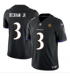 Men Baltimore Ravens 3 Odell Beckham Jr  Black 2023 F U S E  With John Madden Patch Vapor Limited Football Jersey