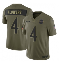 Men Baltimore Ravens 4 Zay Flowers Olive 2025 F U S E  Salute to Service Limited Football Jersey