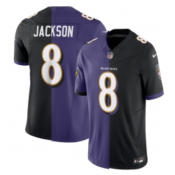 Men Baltimore Ravens 8 Lamar Jackson Purple Black Split Vapor Limited Football Jersey