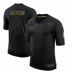 Men's Baltimore Ravens #8 Lamar Jackson Black Nike 2020 Salute To Service Limited Jersey