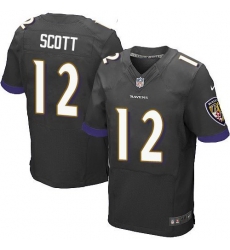 Nike Ravens 12 Jaleel Scott Black Elite Jersey