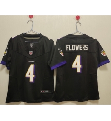 Women Baltimore Ravens 4 Zay Flowers Black Vapor Football Jersey 