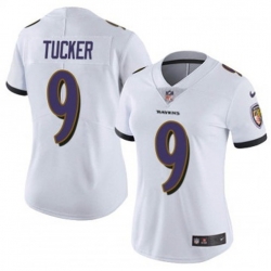 Women Baltimore Ravens 9 Justin Tucker White 2023 F U S E Vapor Jersey