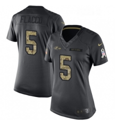 Womens Nike Baltimore Ravens 5 Joe Flacco Limited Black 2016 Salute to Service NFL Jersey