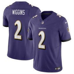 Youth Baltimore Ravens 2 Nate Wiggins Purple 2024 Draft F U S E Vapor Limited Football Jersey