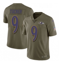 Youth Nike Baltimore Ravens 9 Justin Tucker Limited Olive 2017 Salute to Service NFL Jersey