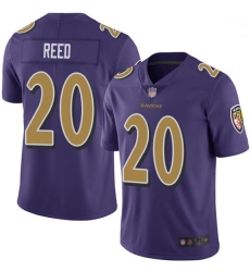 Youth Ravens 20 Ed Reed Purple Stitched Football Limited Rush Jersey