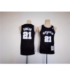 Youth Spurs 21 Tim Duncan Black Stitched Football Jersey