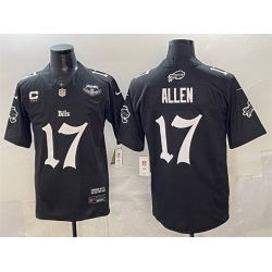 Men Buffalo Bills 17 Josh Allen Black 2025 F U S E   27Gothic Cold Front Edition 27 With Farewell Patch  26 4 Star C Patch Vapor Limited Stitched Football 