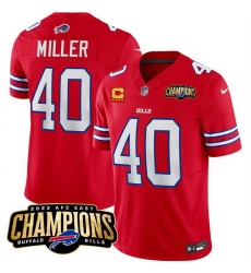 Men Buffalo Bills 40 Von Miller Red 2023 F U S E  AFC East Champions With 4 Star C Ptach Stitched Football Jersey