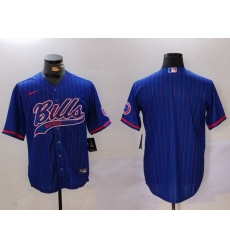 Men Buffalo Bills Blank  Blue Team Cool Base Stitched Baseball Jersey