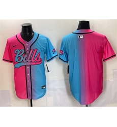 Men Buffalo Bills Blank Pink Blue Limited Stitched Baseball Jersey Men Buffalo Bills Blank Pink Blue Limited Stitched Baseball Jersey