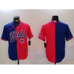 Men Buffalo Bills blank Red Blue Team Cool Base Stitched Baseball Jersey