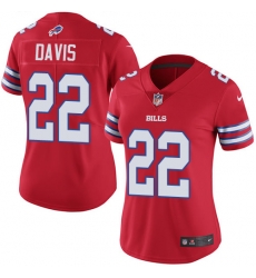 Nike Bills #22 Vontae Davis Red Womens Stitched NFL Limited Rush Jersey