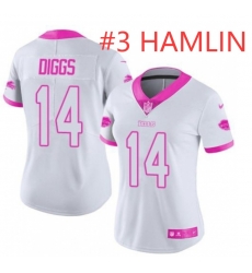Women Buffalo Bills HAMLIN #3 White Pink Color Rush Fashion NFL Nike Limited Jersey