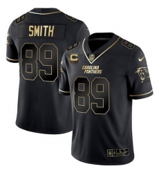Men Carolina Panthers 89 Steve Smith Black Gold With 4 Star C Patch Vapor Limited Stitched Football Jersey