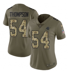 Nike Panthers #54 Shaq Thompson Olive Camo Womens Stitched NFL Limited 2017 Salute to Service Jersey