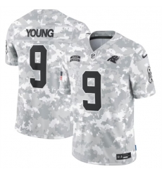 Youth Carolina Panthers 9 Bryce Young 2024 F U S E Arctic Camo Salute To Service Limited Stitched Football Jersey