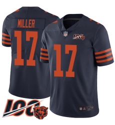 Men Chicago Bears 17 Anthony Miller Limited Navy Blue Rush Vapor Untouchable 100th Season Football Jersey