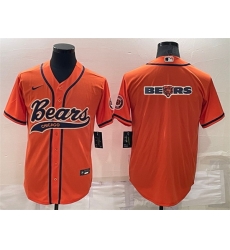 Men Chicago Bears Orange Team Big Logo With Patch Cool Base Stitched Baseball Jersey