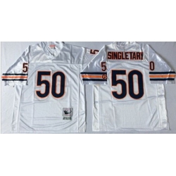 Mitchell&Ness Bears 50 Mike Singletary White Small No Throwback Stitched NFL Jersey