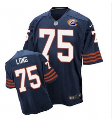 Nike Bears #75 Kyle Long Navy Blue Throwback Mens Stitched NFL Elite Jersey