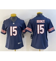 Women Chicago Bears 15 Rome Odunze Navy 2024 Draft Vapor Stitched Jersey