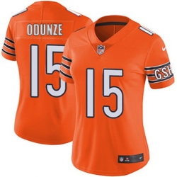 Women Chicago Bears 15 Rome Odunze Orange Vapor Stitched Jersey