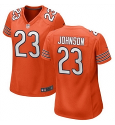 Women Chicago Bears 23 Roschon Johnson Orange Stitched Game Jersey  Run Small