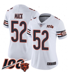 Women Chicago Bears 52 Khalil Mack White Vapor Untouchable Limited Player 100th Season Football Jersey