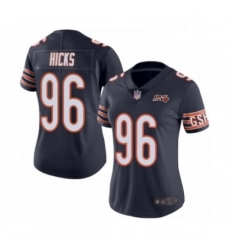 Womens Chicago Bears 96 Akiem Hicks Navy Blue Team Color 100th Season Limited Football Jersey