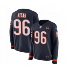 Womens Nike Chicago Bears 96 Akiem Hicks Limited Navy Blue Therma Long Sleeve NFL Jersey