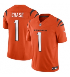 Men Cincinnati Bengals 1 Ja 27Marr Chase Orange 2023 F U S E  Vapor Untouchable Limited Stitched Jersey