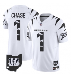 Men Cincinnati Bengals 1 Ja Marr Chase White F U S E  Special Vapor Untouchable Limited Stitched Football Jersey