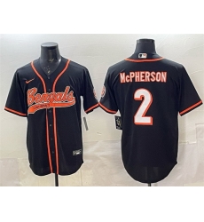 Men Cincinnati Bengals 2 Evan McPherson Black With Patch Cool Base Stitched Baseball Jersey