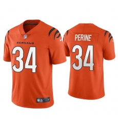 Men Cincinnati Bengals 34 Samaje Perine 2021 Orange Vapor Untouchable Limited Stitched Jersey