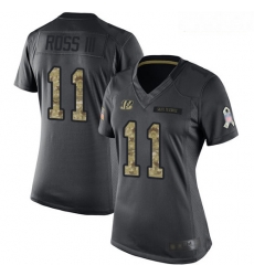 Bengals #11 John Ross III Black Women Stitched Football Limited 2016 Salute to Service Jersey