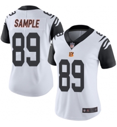 Bengals 89 Drew Sample White Women Stitched Football Limited Rush Jersey