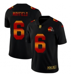 Cleveland Browns 6 Baker Mayfield Men Black Nike Red Orange Stripe Vapor Limited NFL Jersey