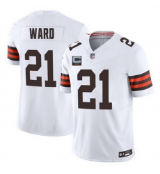 Men Cleveland Browns 21 Denzel Ward White 2025 F U S E With 2 Star C Patch Vapor Limited Stitched Football Jersey Men Cleveland Browns 21 Denzel Ward White 2025 F U S E With 2 Star C Patch Vapor Limited Stitched Football Jersey