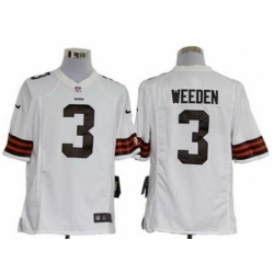 Nike Cleveland Browns 3 Brandon Weeden White Game NFL Jersey