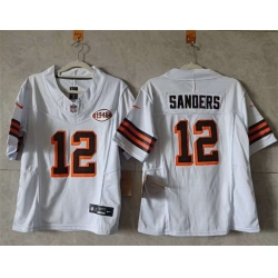 Women Cleveland Browns 12 Shedeur Sanders White 2025 Draft 1946 Collection F U S E  Stitched Jersey 