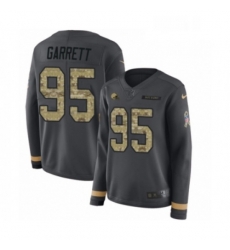 Womens Nike Cleveland Browns 95 Myles Garrett Limited Black Salute to Service Therma Long Sleeve NFL Jersey