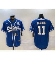 Men Dallas Cowboys 11 Micah Parsons Royal With Patch Cool Base Stitched Baseball Jersey