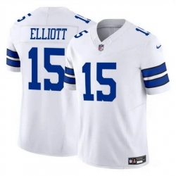 Men Dallas Cowboys 15 Ezekiel Elliott White 2023 F U S E Vapor Untouchable Limited Stitched Football Jersey