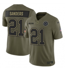 Men Dallas Cowboys 21 Deion Sanders Olive 2025 F U S E  Salute to Service Limited Stitched Football Jersey