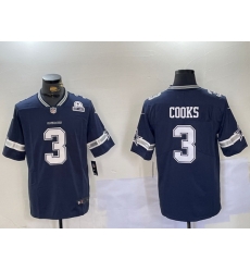 Men Dallas Cowboys 3 Brandin Cooks Navy Vapor Untouchable Limited Stitched Football Jersey 2