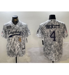 Men Dallas Cowboys 4 Dak Prescott 2024 Arctic Camo Salute To Service Stitched Baseball Jersey 2