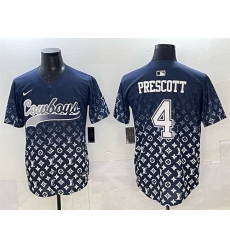 Men Dallas Cowboys 4 Dak Prescott Navy Limited Stitched Baseball Jersey